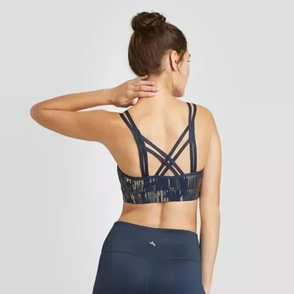 Women’s Foil Print Criss Cross Medium Support Bra New - Picture 3 of 4